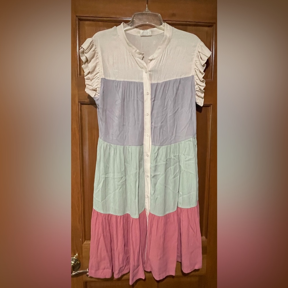 BiBi Two-Tone Button-Up Dress